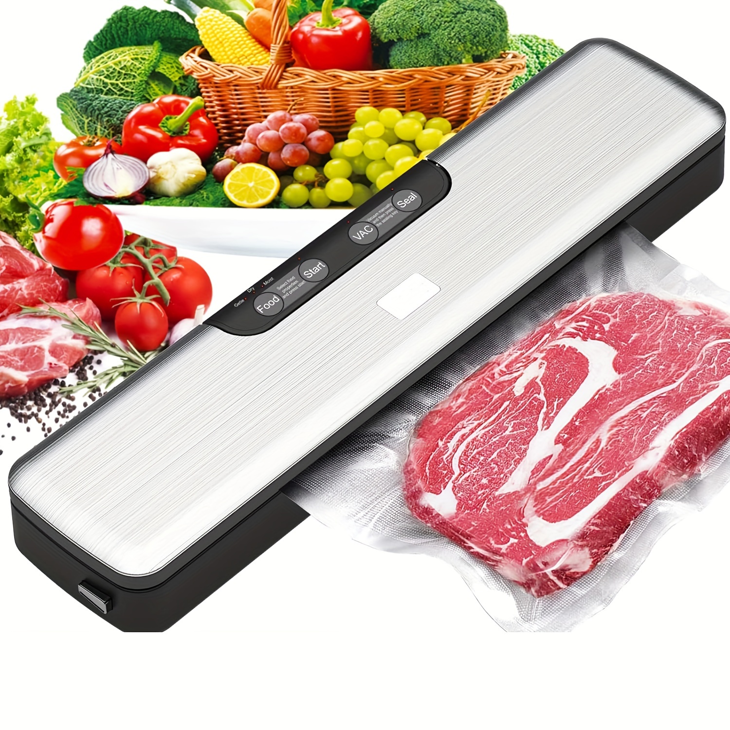 Bonsenkitchen Dry Vacuum Sealer Machine with 5-in-1 Easy Options for Sous  Vide and Food Storage, Air Sealer Machine with 5 Vacuum Seal Bags & 1 Air