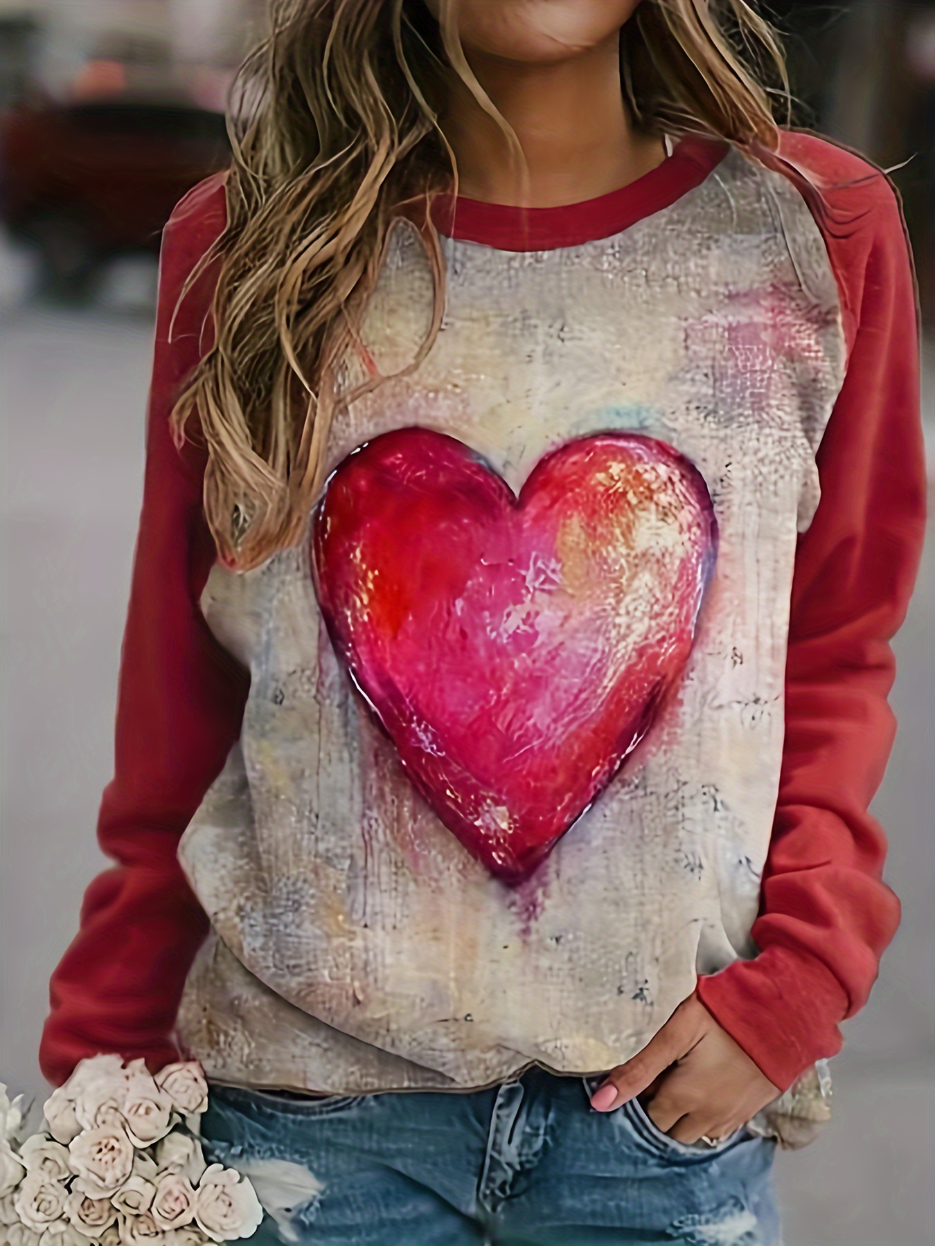 Heart print clearance sweatshirt