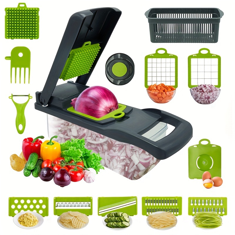 1pc Vegetable Chopper, 14in1 Modernist Kitchen Multifunctional Box Shaped  Shredder, Vegetable Slicer, Cutting Machine with Container