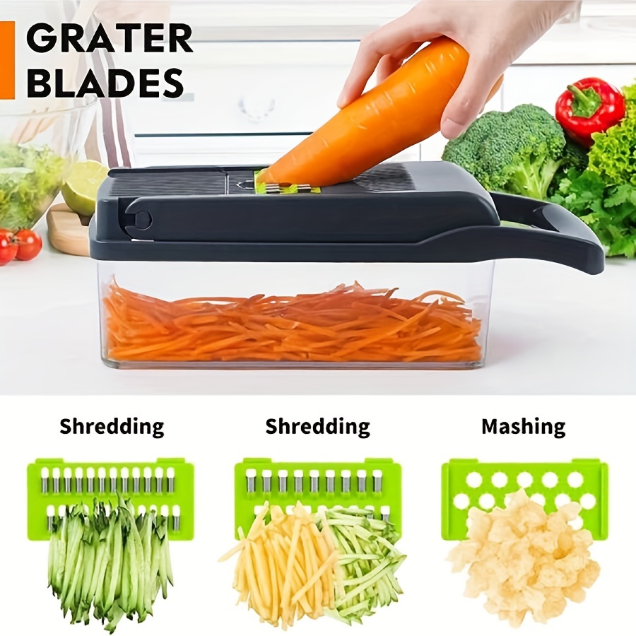 10in1 Vegetable Chopper, Multifunctional Fruit Slicer, Manual Food Grater, Vegetable  Slicer, Cutter With Drain Basket And Hand Guard, Onion Mincer Chopper,  Household Potato Shredder, Kitchen Gadgets, Back To School Supplies - Temu