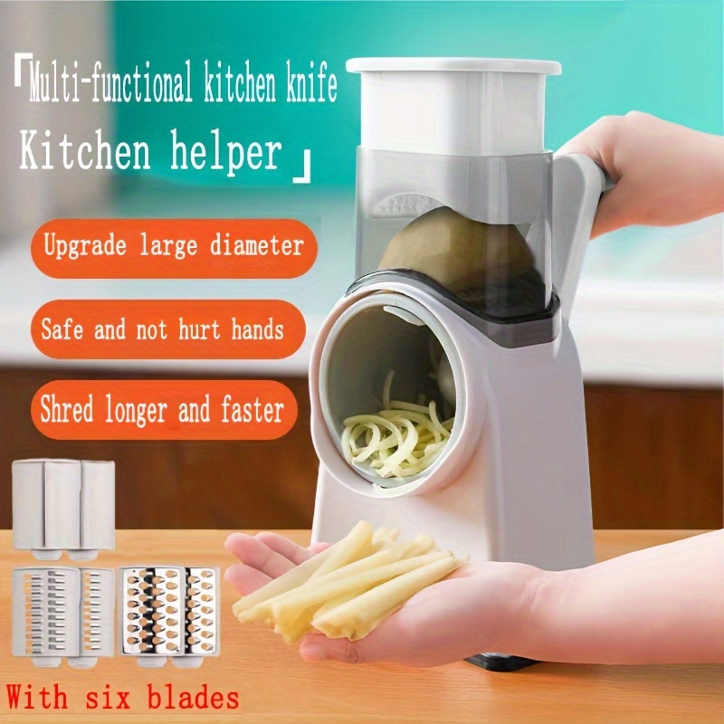 x Home Rotary Cheese Grater, 5-in-1 Upgraded Shredder with Suction Base & Multifunctional Blades for Veggies, Nuts. Includes Storage, Brush & Peeler