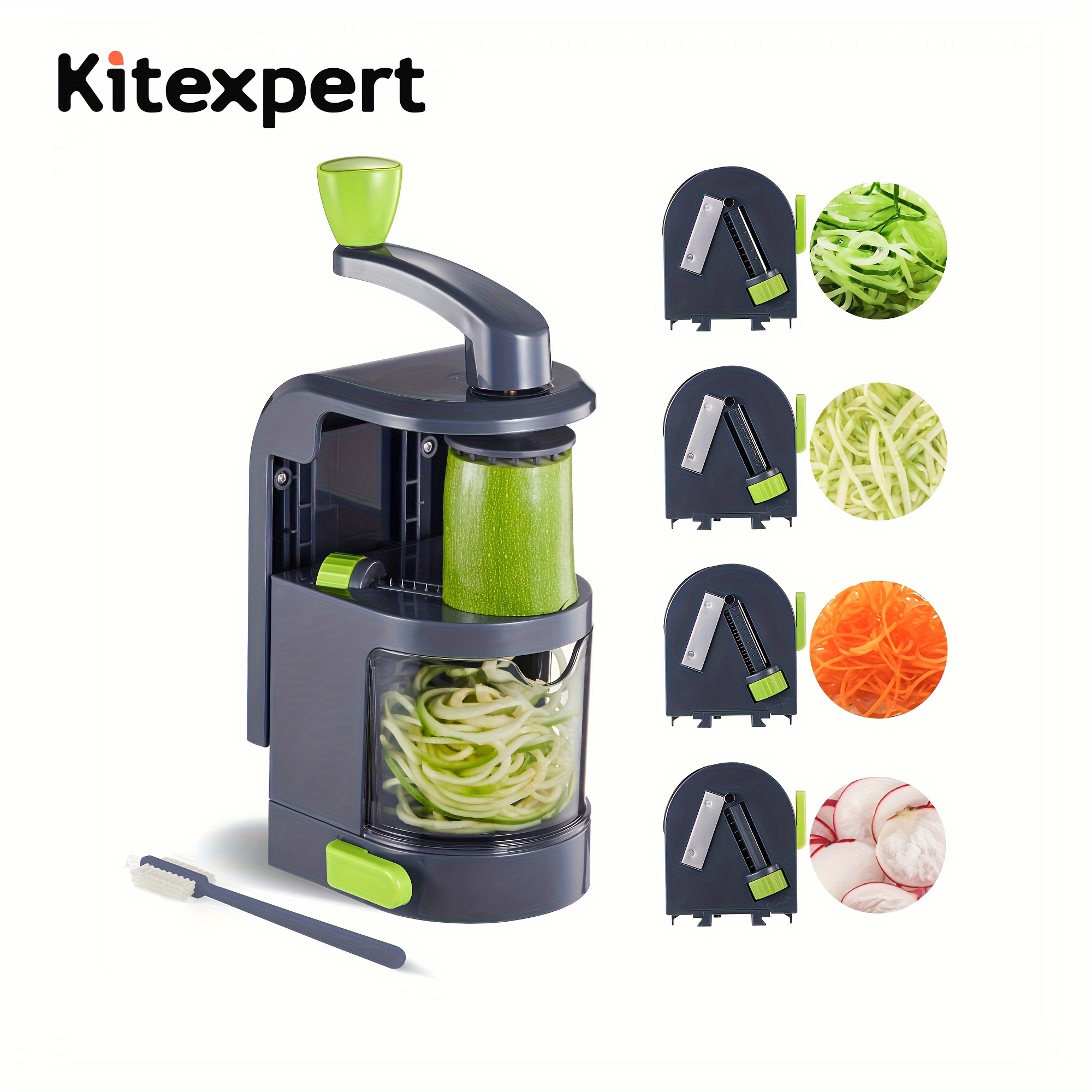 Vegetable Chopper, Kitexpert Onion Chopper Dicer Veggie Chopper with 8  Blades and Container with Lid, 13-in-1 Spiralizer Chopper Vegetable Cutter