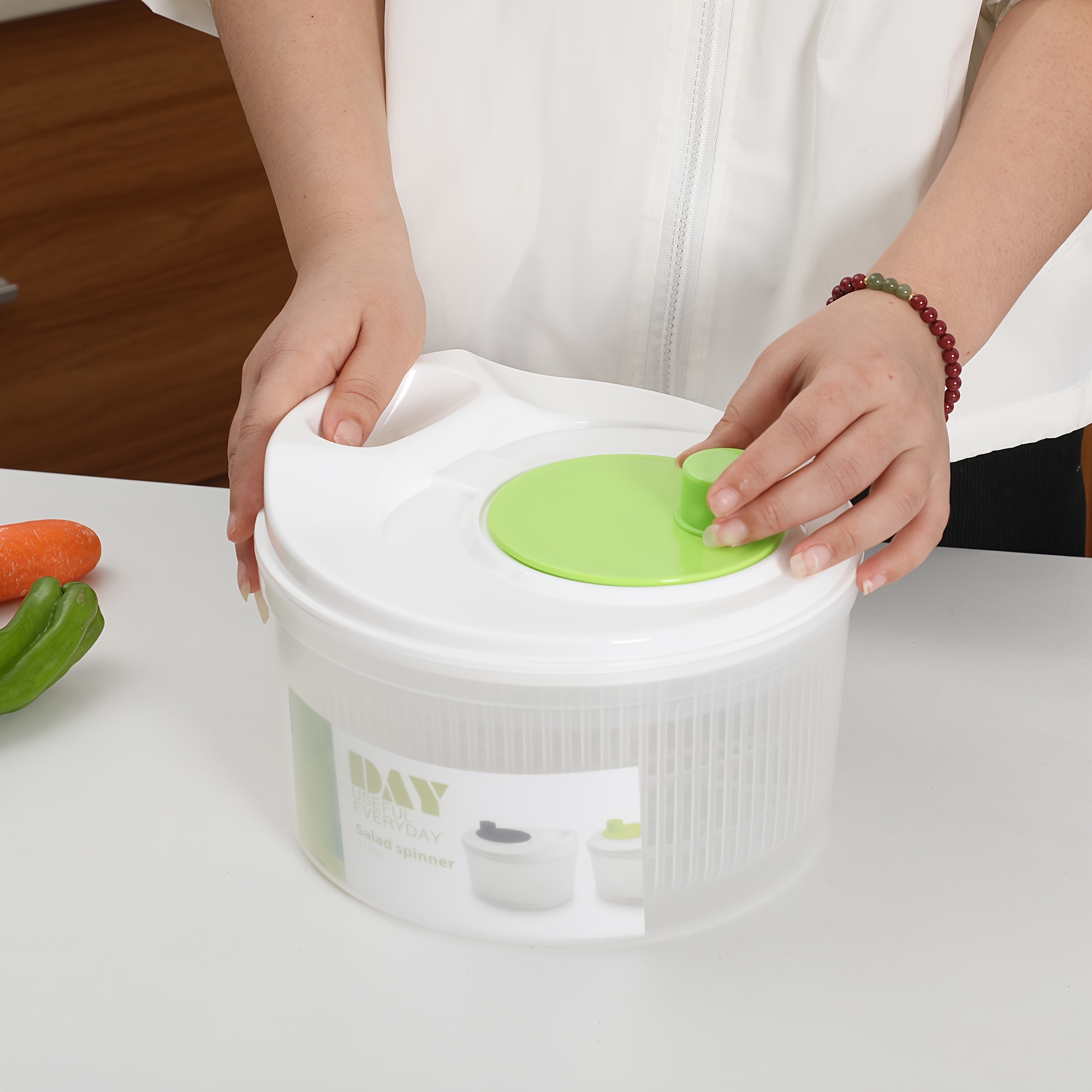 Manual Salad Spinner Lettuce Dryer Multifunction Vegetable Drainer Kit  Crisper Strainer Fruits Drying Washer For Kitchen Gadget
