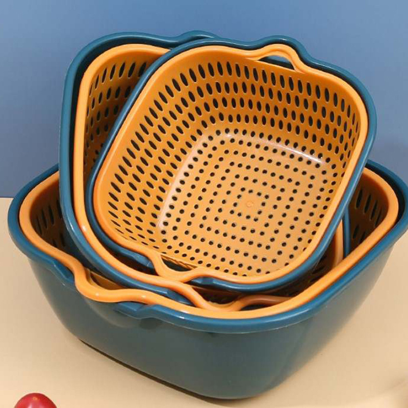 Fruit Cleaning Bowl With Strainer Leakproof Food Storage Container
