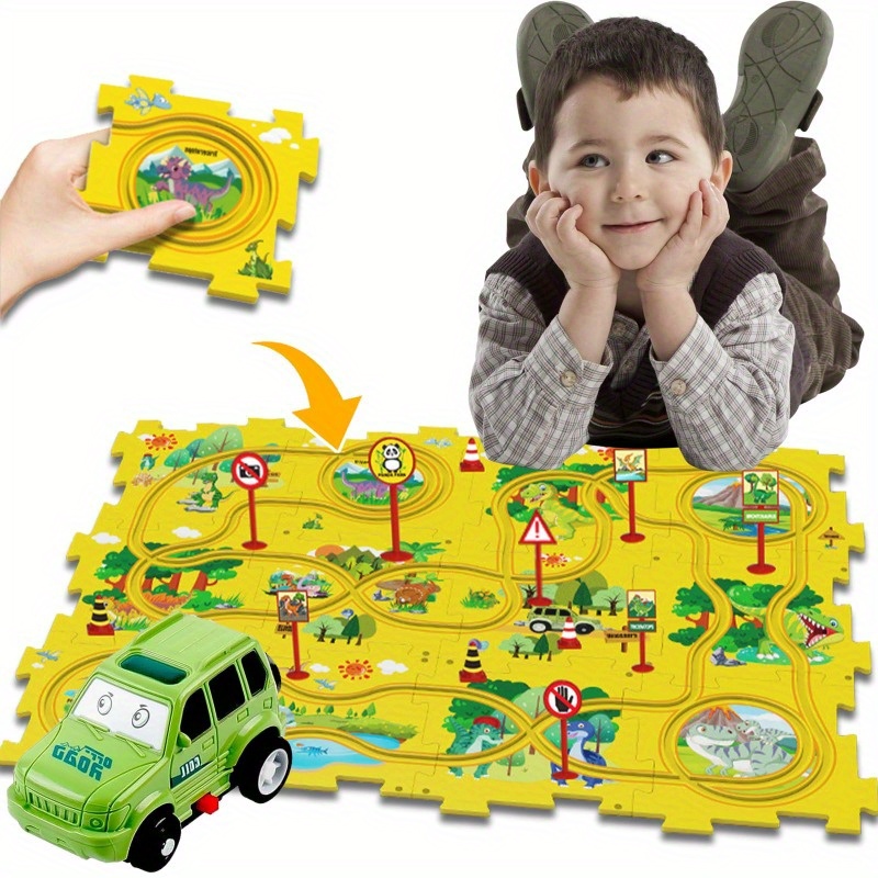 New Rail Car Puzzle Game Set Cute Car And Floor Puzzle - Temu