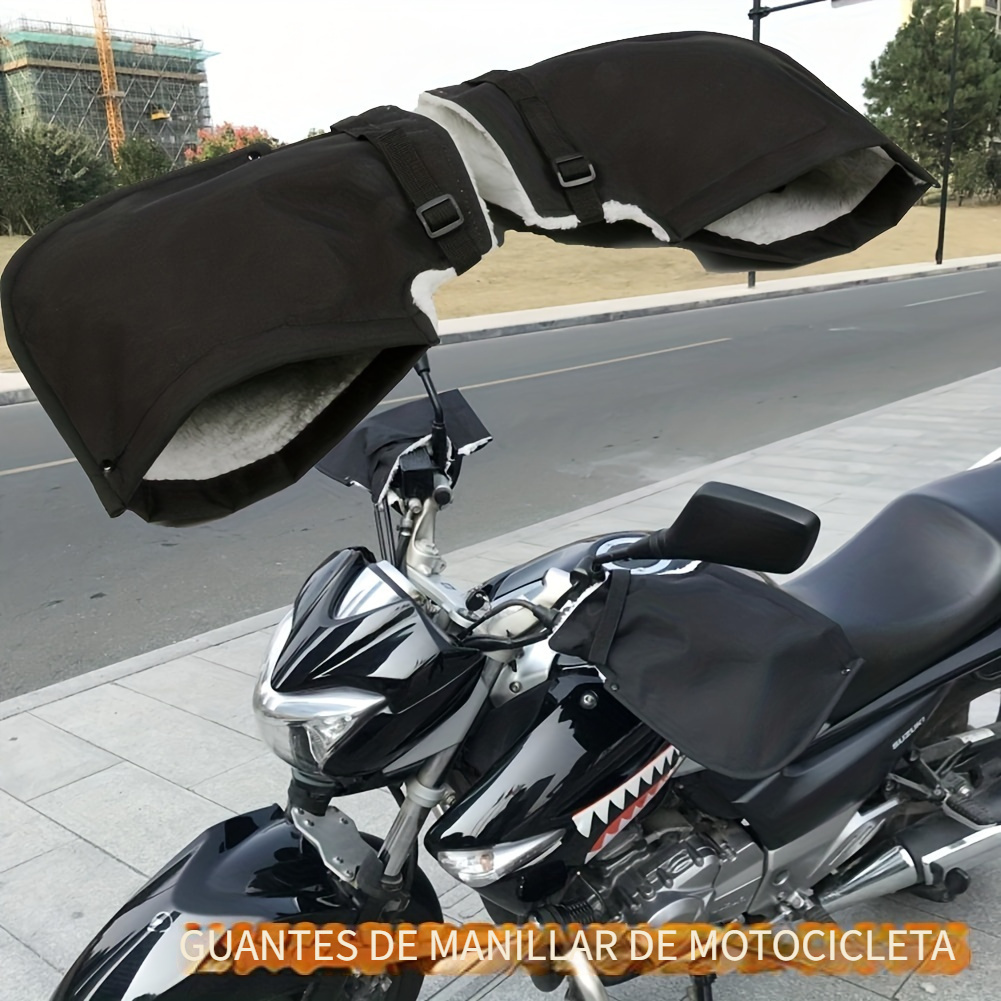 Manoplas de manillar para motocicleta, guantes de forro polar resistente al  agua, calentadores de manos para motos de nieve, guantes de invierno con