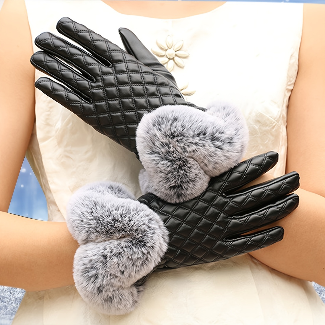 Comprar 1 par de guantes cálidos de invierno para mujer, forro polar de  Color sólido, diseño a prueba de viento, guantes térmicos gruesos con  pantalla táctil