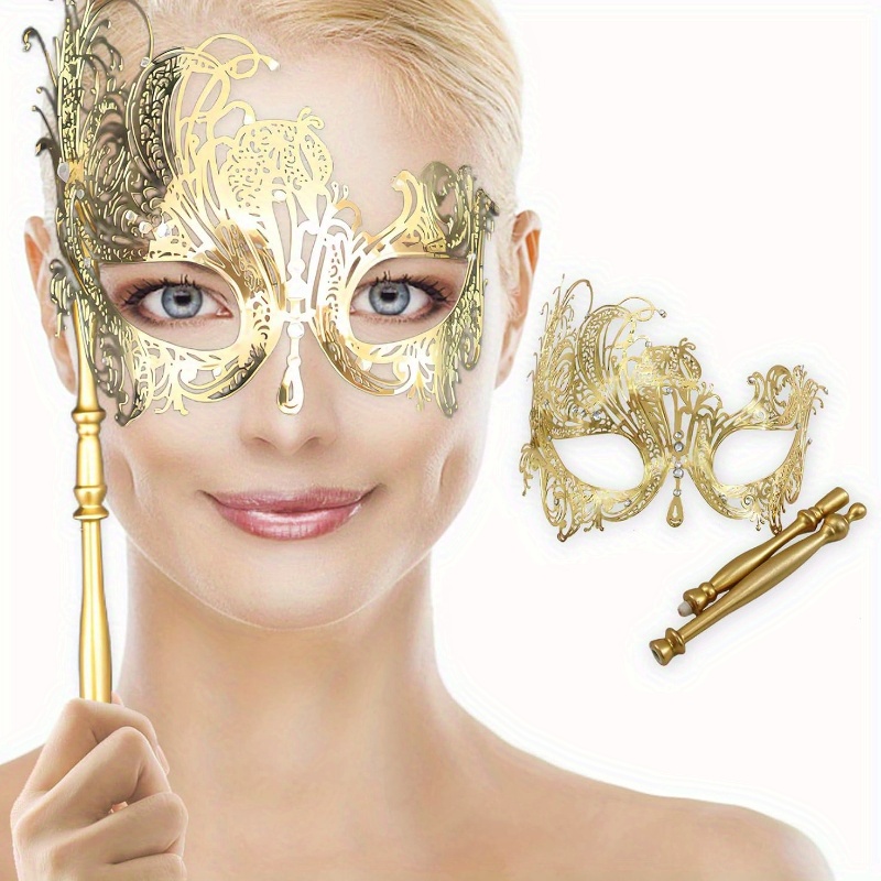 Christmas Masquerade Mask Golden Mental Half Face Decorative Props For  Carnival Party Cosplay Costume