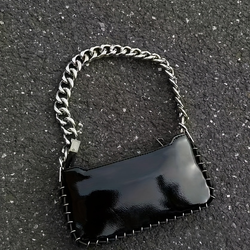 Bag Charm Purse Charm Chain - Gold or Silver - Mini Classy Curb Diamond Cut  Chain - Swivel Clasp + Keyring