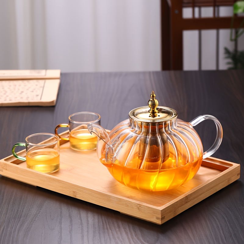 High Borosilicate Glass Teapot, High Temperature Resistant Pumpkin Striped Kettle  Tea Set With Filter Creative Small Gift Holiday Accessories - Temu