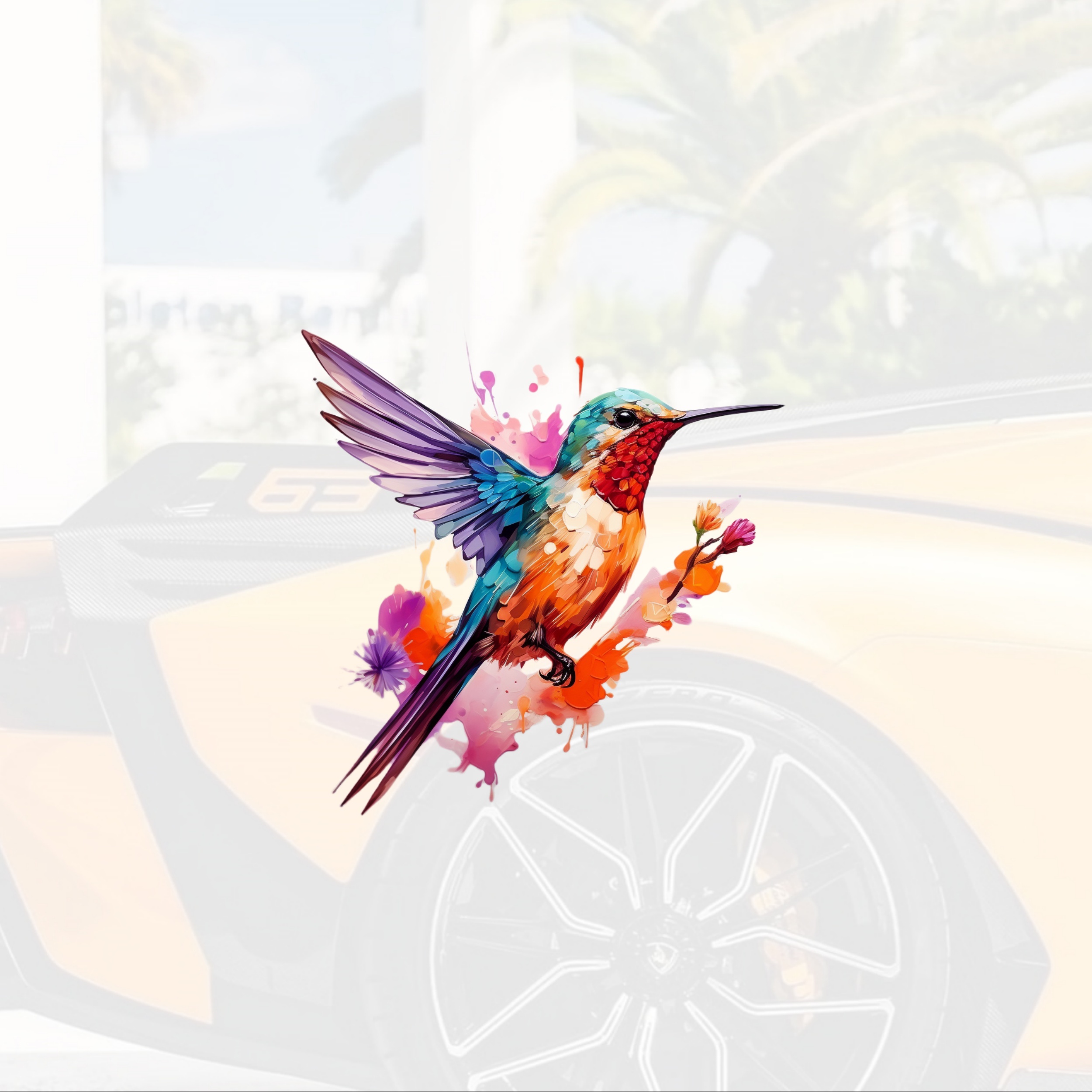 Beautiful Vibrant Colored Hummingbird Art Funny Car Sticker - Temu