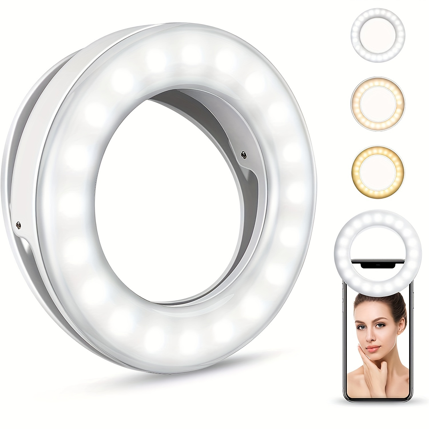 ATUMTEK Selfie Ring Light Telefono Luce ad Anello Ricaricabile Clip-on 40  LED