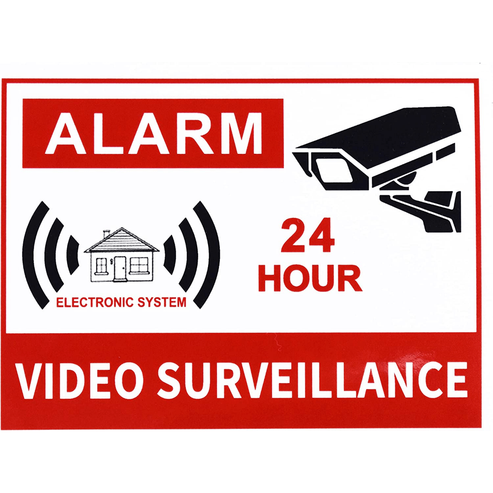 18 attention surveillance vidéo par caméra 24 heures autocollant alarme  fenêtre de vol police -  France