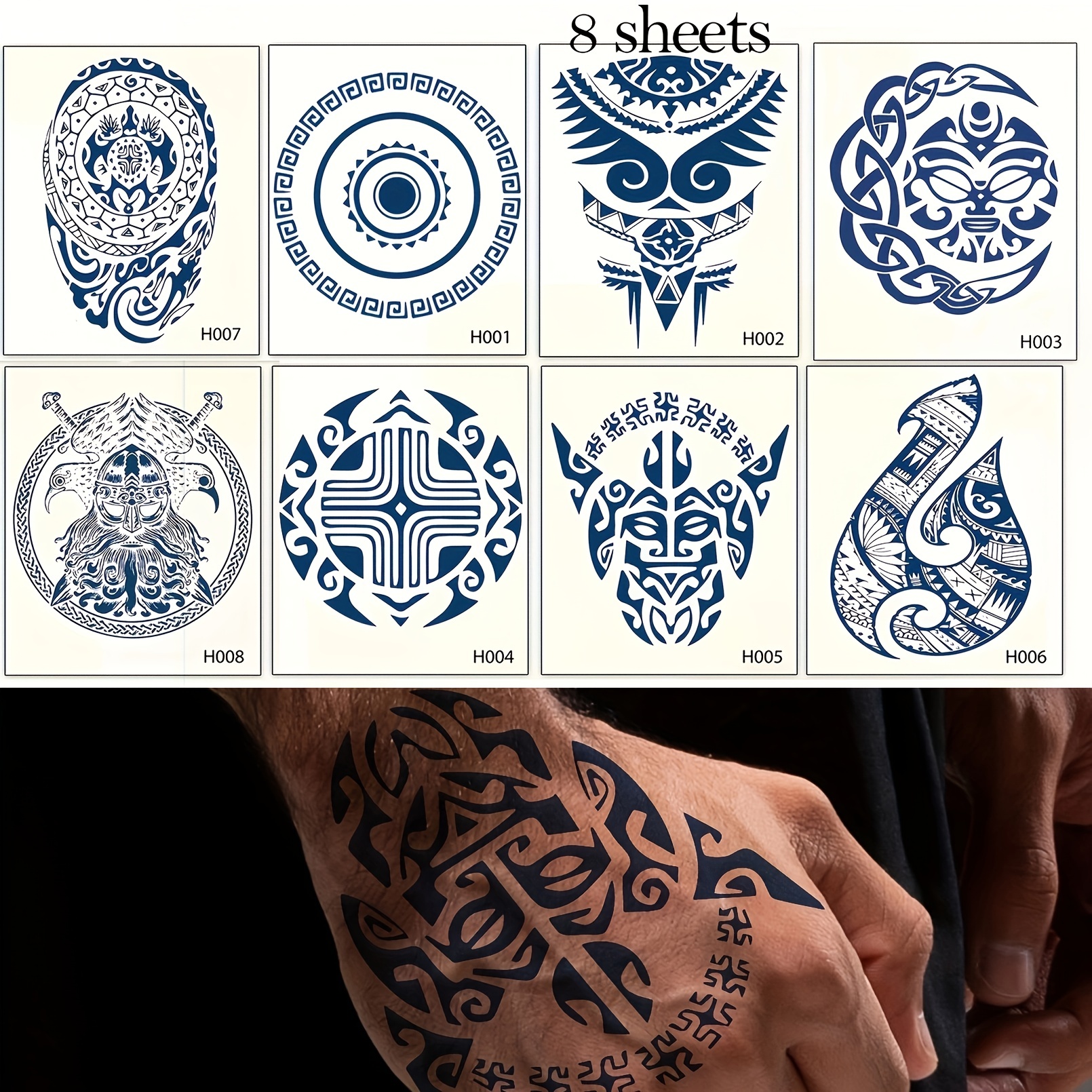 Temporary Tattoo Set For Men Women Chest Hand Arm Fake Viking Tattoo Body  Art