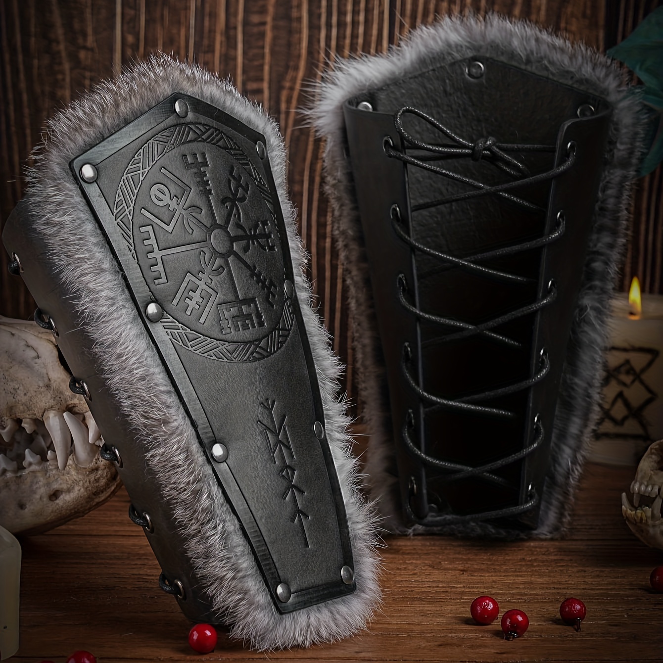 1pc 2pcs Renaissance Medieval Knight Viking Bracers Exquisite Pu