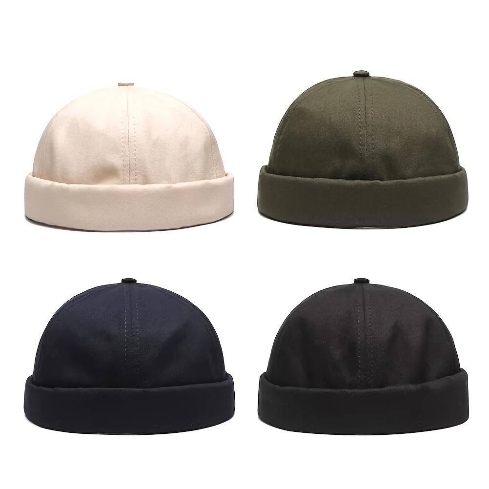 Men Women Retro Dome Melon Brimless Beanie Cap Unisex Skullcap