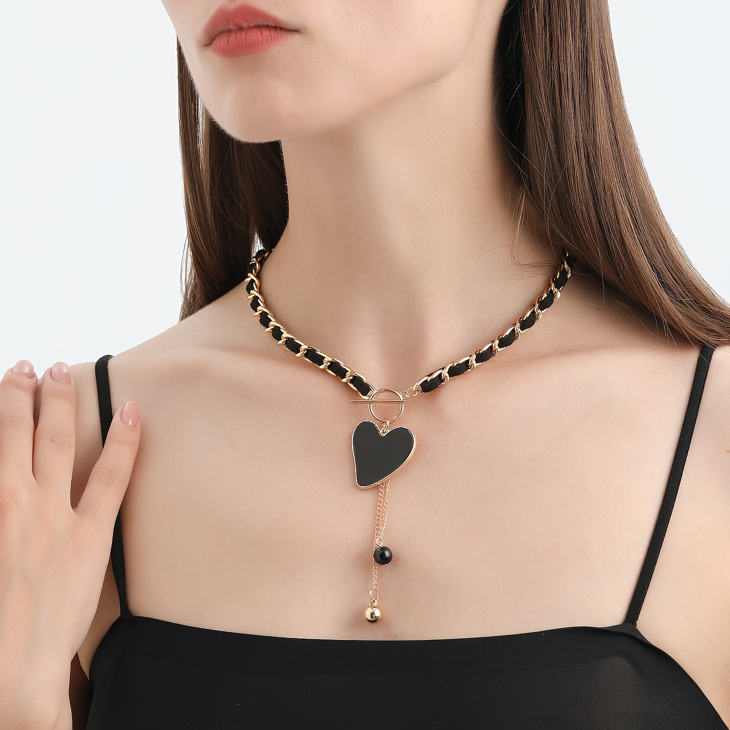 Black top heart jewelry