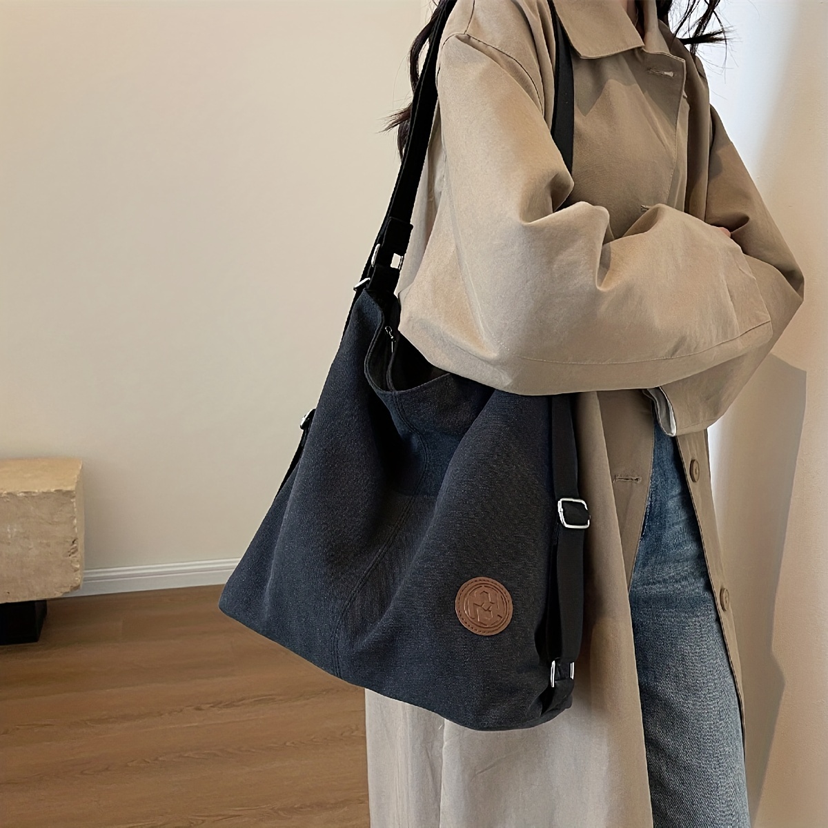 Canvas Tote Bag With Seperations, Durable Lightweight Shoulder Bag, Casual  Practical Commuter Mommy Bag