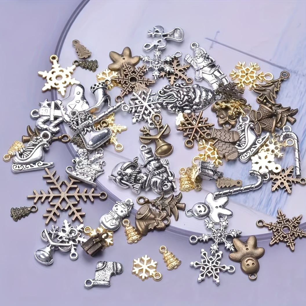 10/30/50pcs Random Christmas Golden Enamel Charms DIY Jewelry Making Charms Pendant for Bracelet Necklace Earring Jewelry Making Christmas Craft