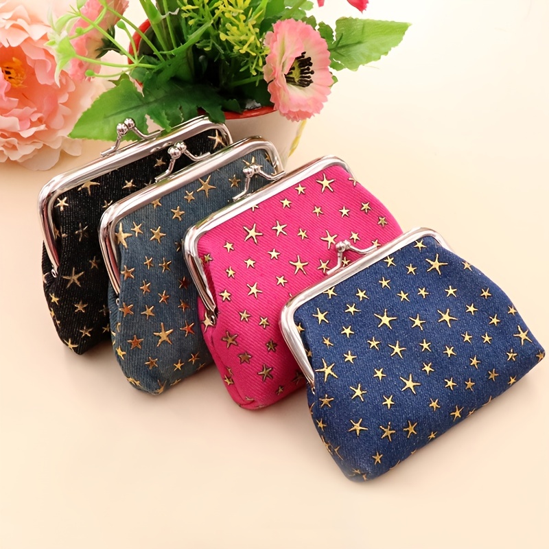 Kiss Lock Coin Purse, Women's Stylish Polka Dot Small Wallet Cute Versatile  Canvas Purse - Temu