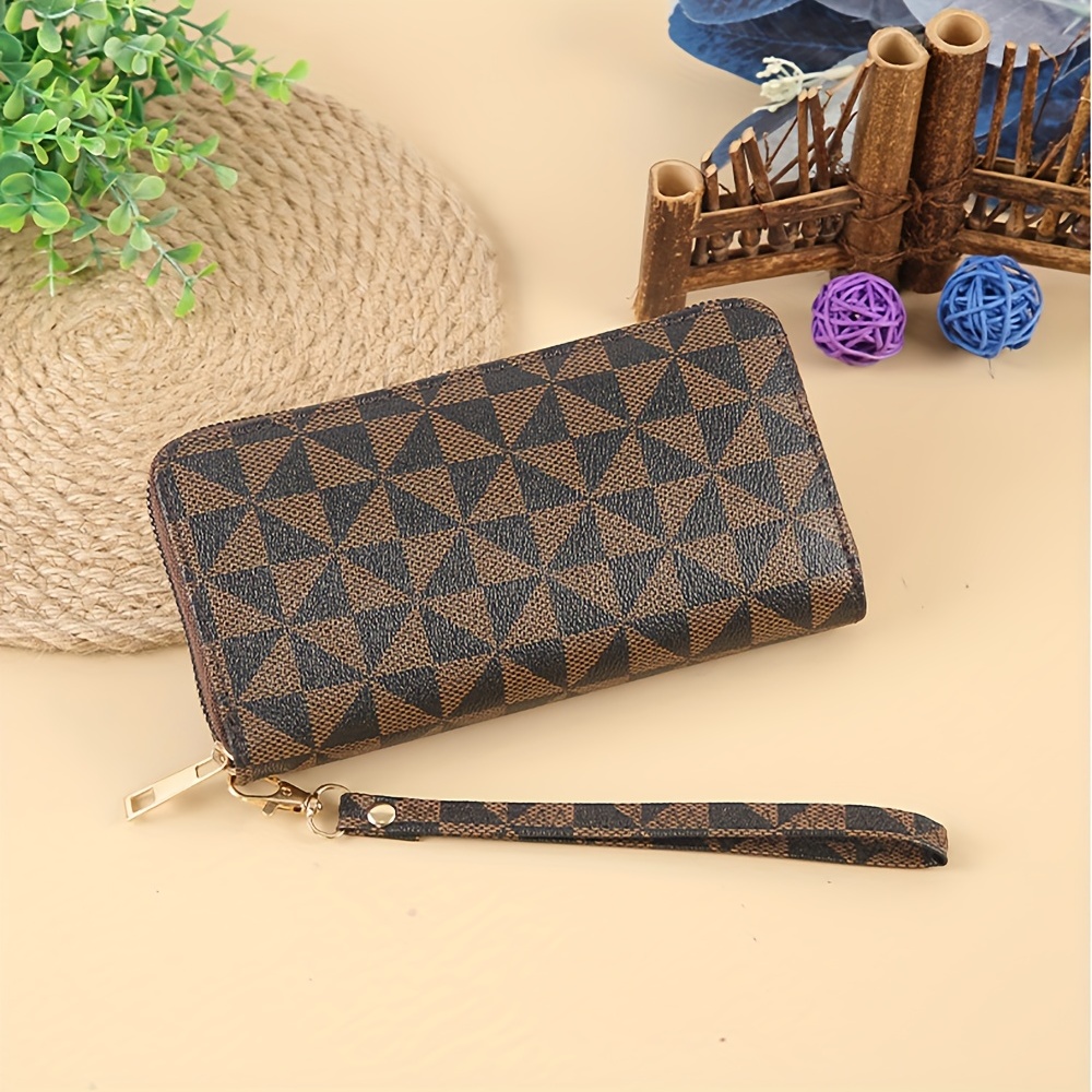 Classic Geometric Pattern Long Wallet, Large Capacity Zipper Around Coin  Purse, Elegant Clutch Purse - Temu Austria