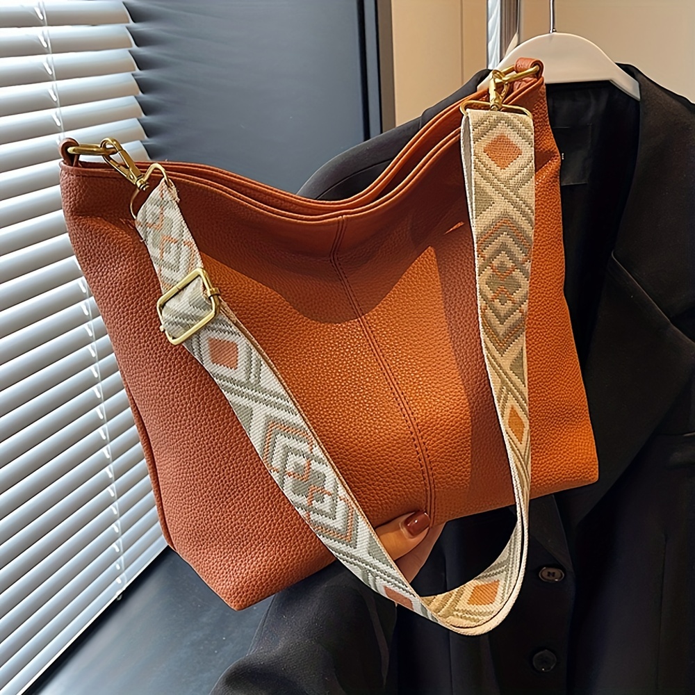Retro Print Tote Large Bag, Large Capacity Classic Pvc Shoulder Bag, Women's  Simple Versatile Handbag & Purse - Temu