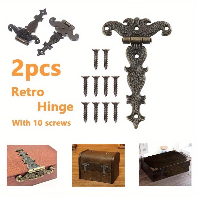 Vintage Hinges,Retro Butt Hinges,Door Hinges,Decorative Hinges,4Pcs Antique  Brass Small Hinges Furniture Cabinet Drawer Door Gift Box Jewelry Box Pure