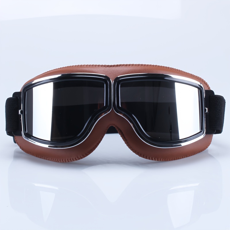 Motorcycle Goggles Vintage Pilot Pu Leather Riding Glasses Scooter Atv Off  Road Anti Scratch Dust Proof Motorbike Helmet Eyewear For Men Women Adult, Free Shipping On Items Shipped From Temu