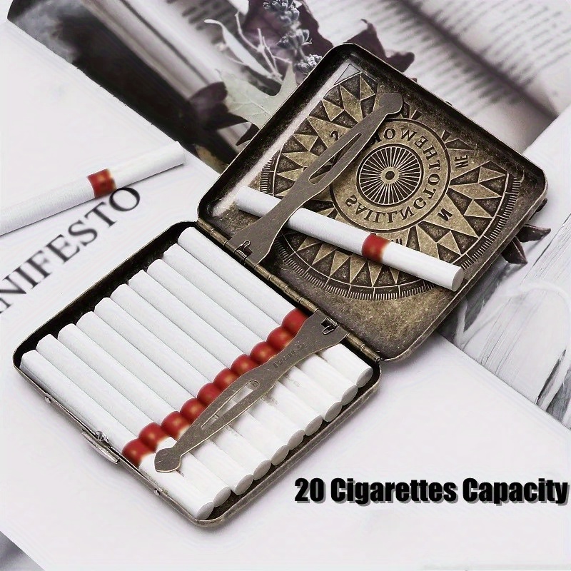 Vintage Metal Cigarette Case Box Gold Men Tobacco Holder for 20s 85mm King  Size