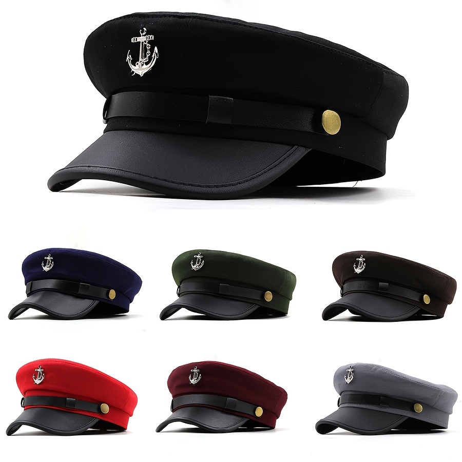 Cheap Vintage Warm Hat Men Women Autumn Winter Flat Military Berets Captain  Adjustable Sailor Caps Navy Cap Hats German Style Cap