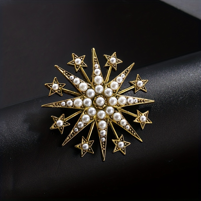 Perla de hoja de arce dorada elegante broches para mujer Alfileres
