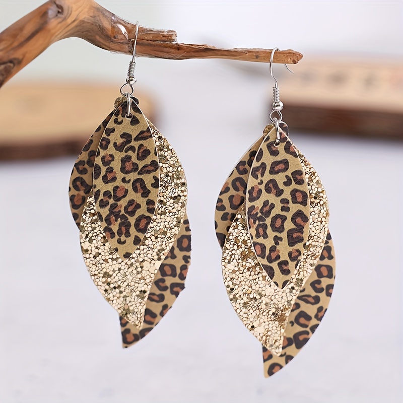 Leopard Print Diamond Drop Earrings Dangle Animal Print Ethic With Colorful  Jewels VJ 