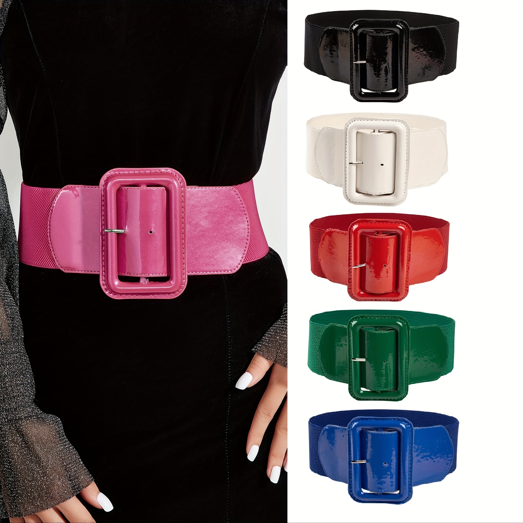 VANNANBA - Cinturones de diseño de moda para mujer, cinturón de carraca de  piel sin agujero para jeans con hebilla dorada plateada, plateado (Silver  02), 21''-28'' Waist Adjustable / 105 CM 