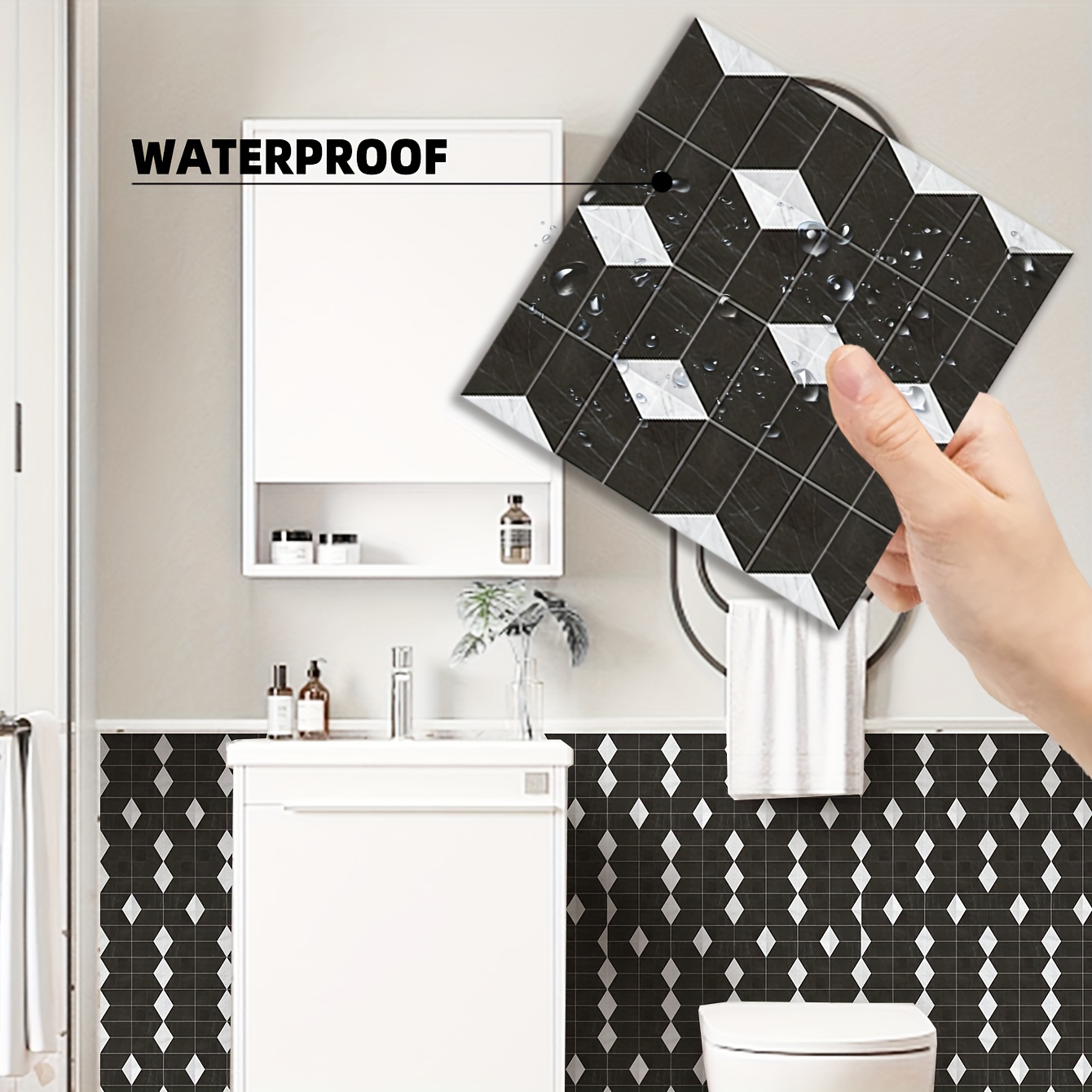 STICKGOO - Azulejos adhesivos, estilo metro, para loseta en muro de cocina  y baño, diseño más grueso, color blanco (10 hojas)