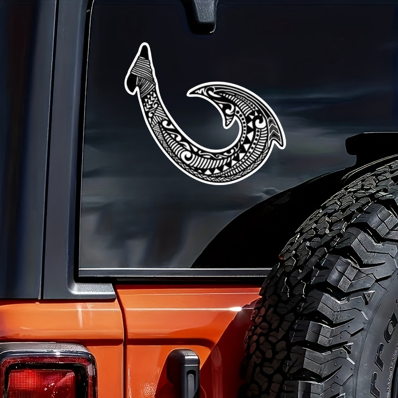 Tribal Fish Hook - 7 Vinyl Sticker - For Car Laptop I-Pad - Waterproof  Decal 