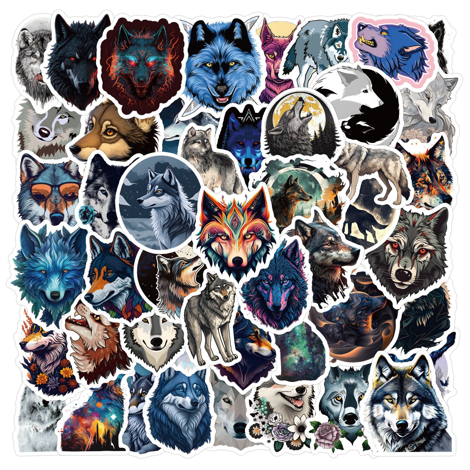 Wolf Sticker, Galaxy Sticker, Animal Sticker, Laptop Stickers, Water Bottle  Stickers, Waterproof Stickers 