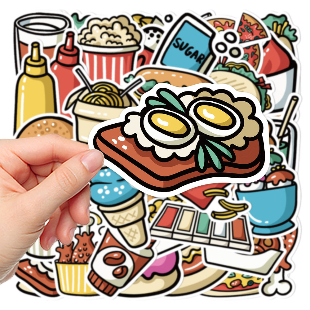 44 Cartoon Food Waterproof Diy Stickers For Water Bottle - Temu