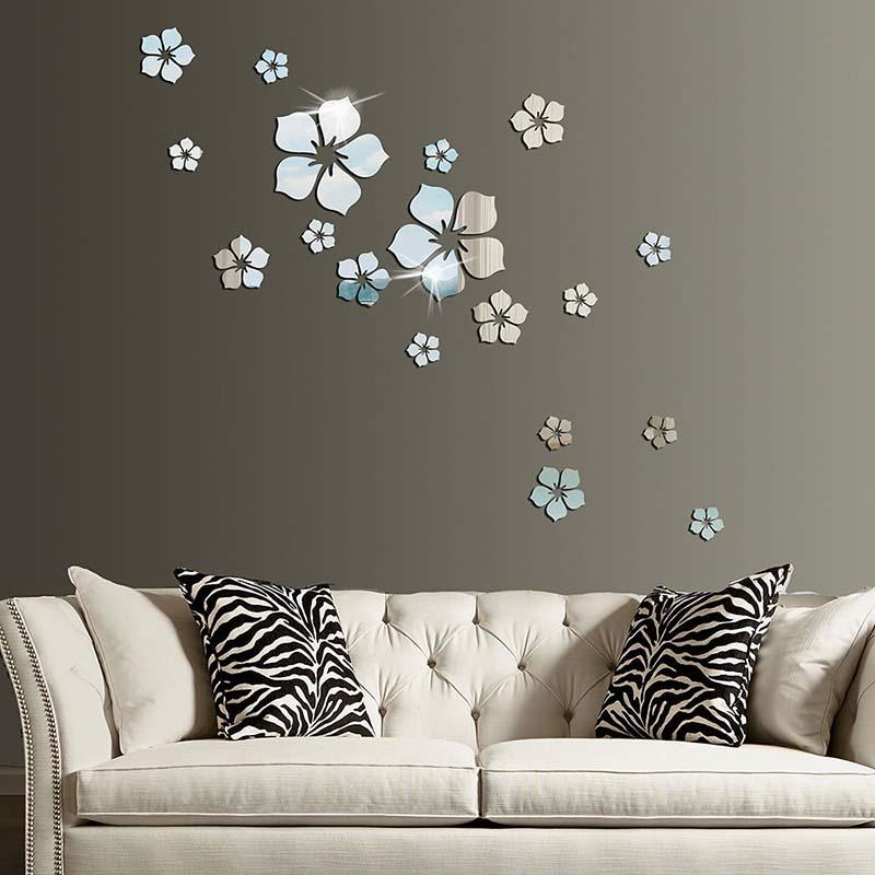 Stickers muraux 3D en cristal acrylique, décoration florale avec