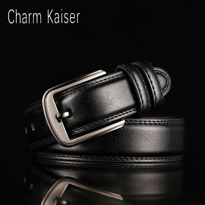 New Leather Belt Automatic Buckle First Layer Cowhide Checkerboard Genuine  Leather Men's Belt Business Casual Leather Belt - Temu