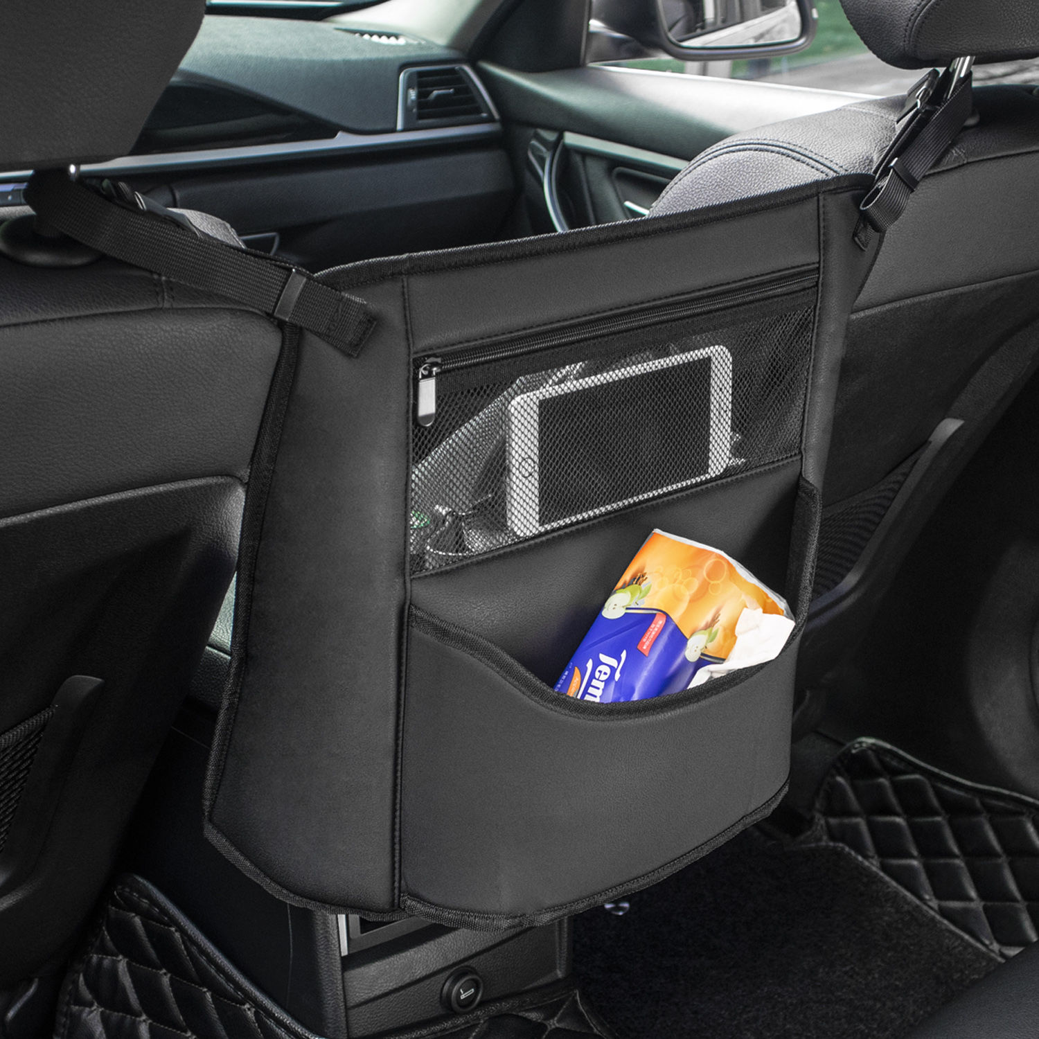 Car Net Pocket Handbag Holder Purse Organizer Seat Side Storage Mesh Bag  for Universal car Black/Red 