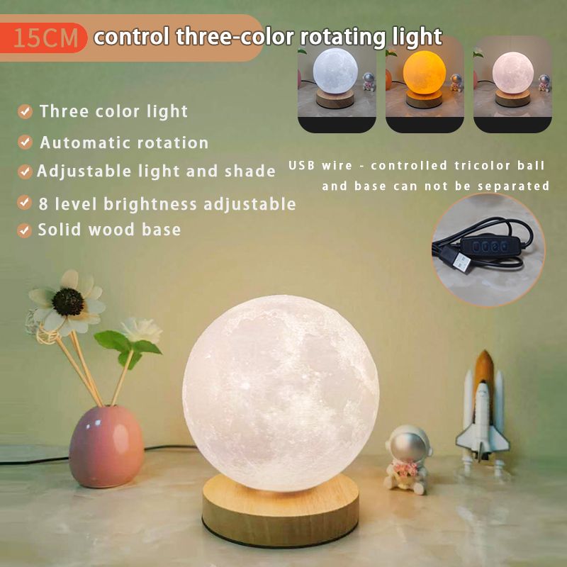 3d Levitating Moon Lamp, Floating Moon Lamp With Wooden Base, Mini Night  Light For Room Home Bedside Decor - Temu