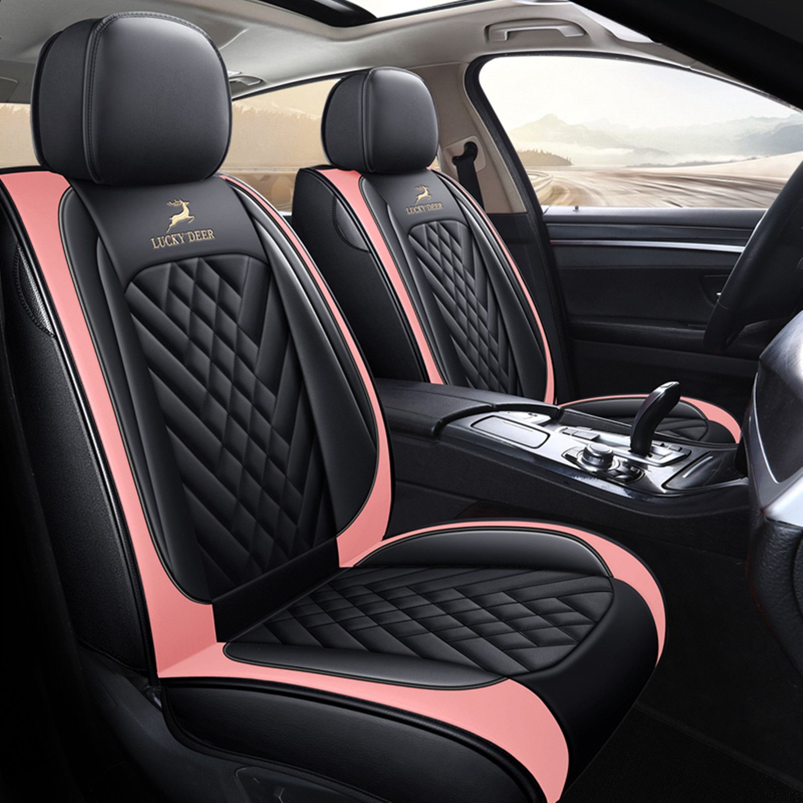 Fundas de asiento de coche de color rojo, fundas universales de piel  sintética para asiento de automóvil, funda de cojín de asiento de vehículo