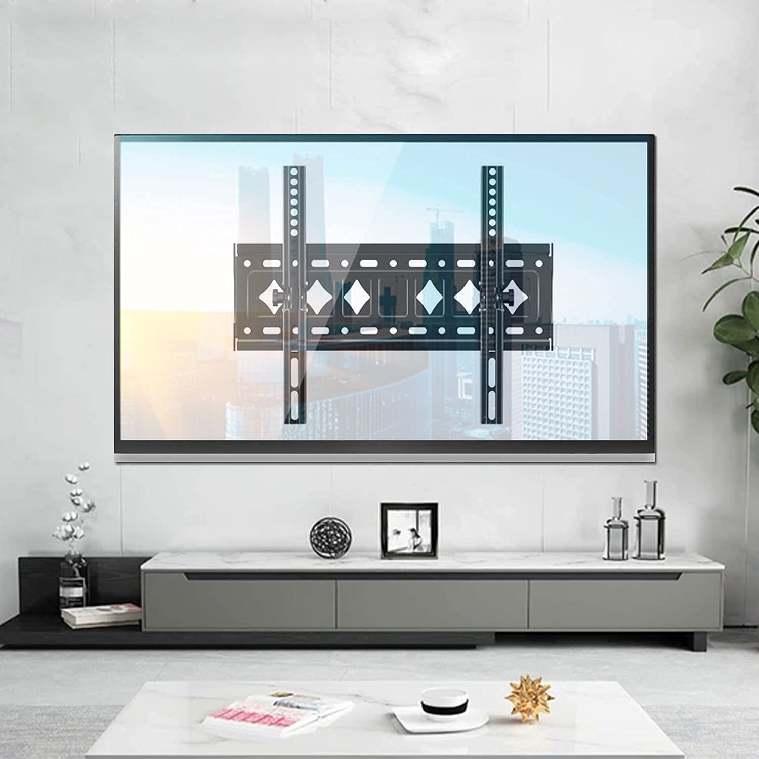 Soporte de pared inclinable para TV para pantalla plana curvada LED LCD  OLED Plasma 4K de 32-75 pulgadas, soporte para monitor de pantalla de  televisi