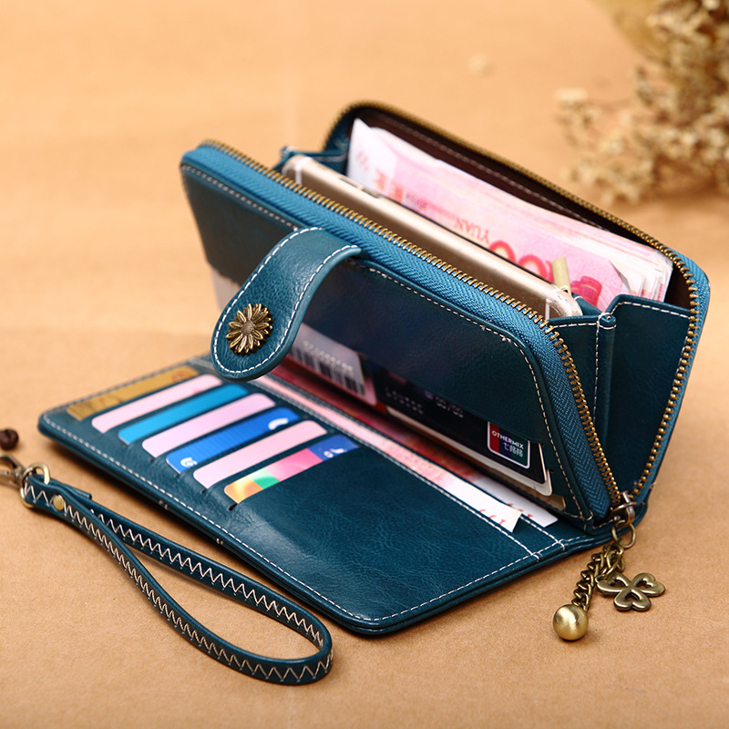 Faux Leather Long Wallet, Women's Fashion Zipper Solid Color Wallet With  Wristlet - Temu