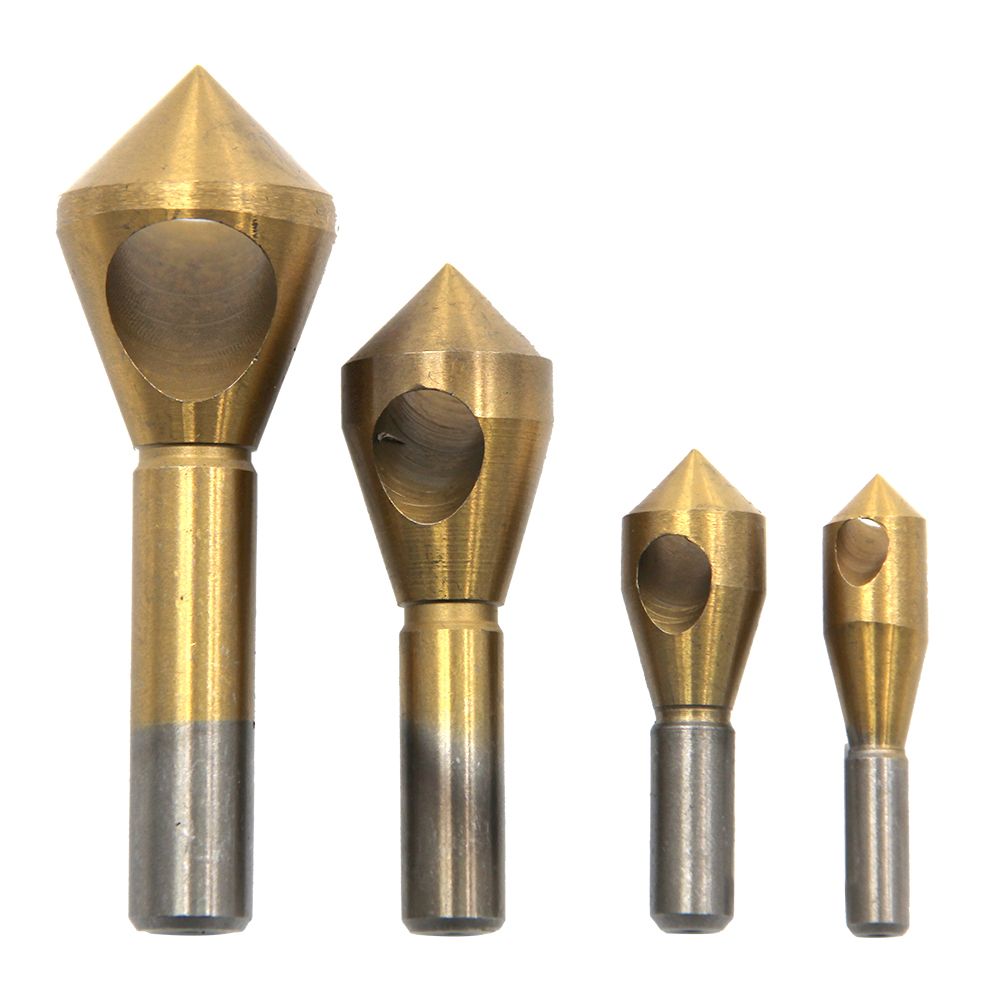 

4pcs Set Titanium Countersink Deburring Drill: Get Perfectly Chamfered Holes In Steel & Aluminum!