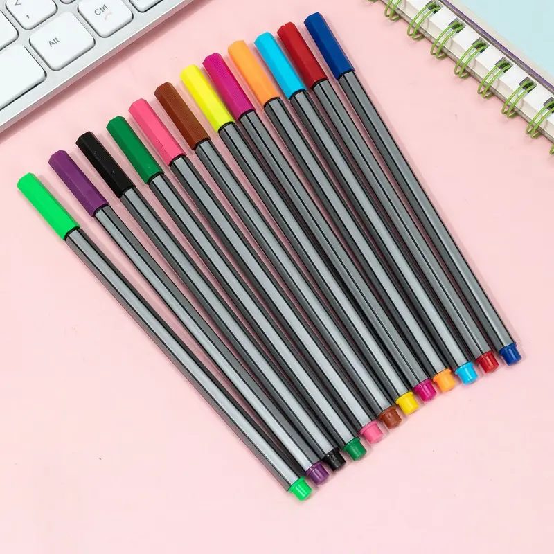 12 Colors Micro-line Pens Signature Pen Fine0.4 Marker Pen Writing Smooth  Office Learning Supplies Plastic Boxed - Temu