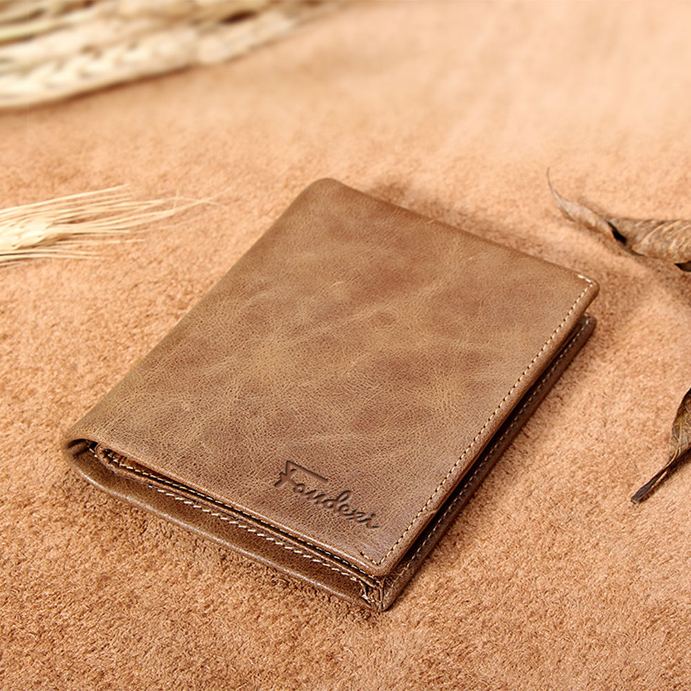 Vintage Retro Casual Short Leather Men's Wallet Couple Models Multi