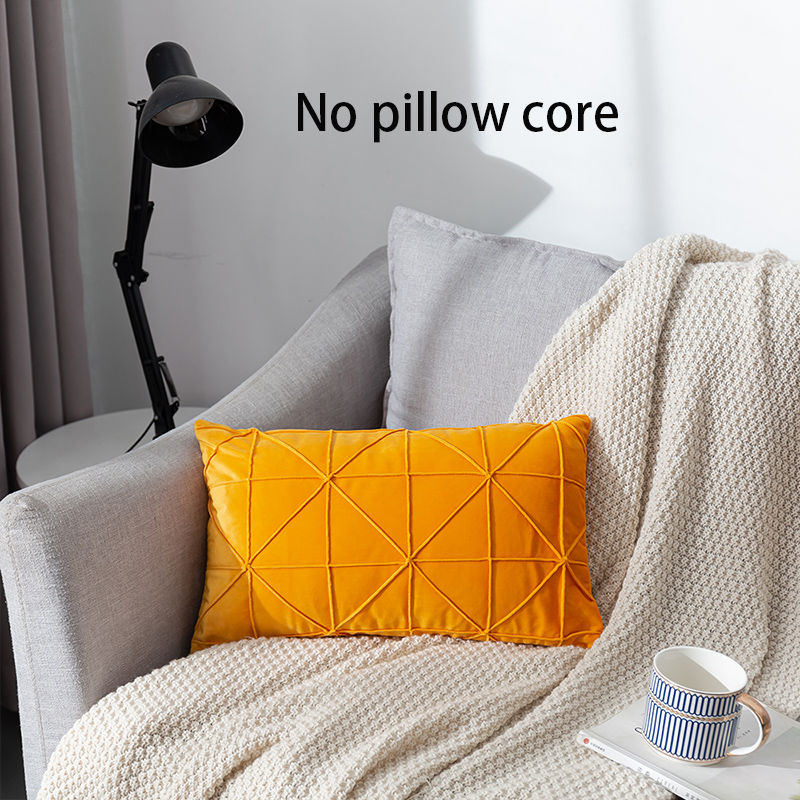Solid Textured Sofa Cushion Cover Lattice Design Thickened Pillowcase