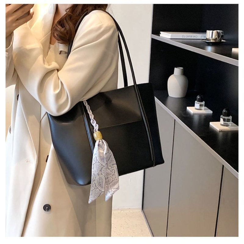 Elegant Tote Bag Womens Trendy Faux Leather Handbag Casual Scarf
