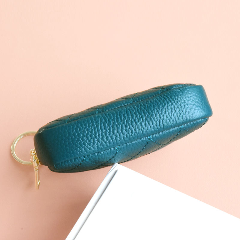 Vintage Leather Womens Coin Purse Key Holder Wallet for Women, Green